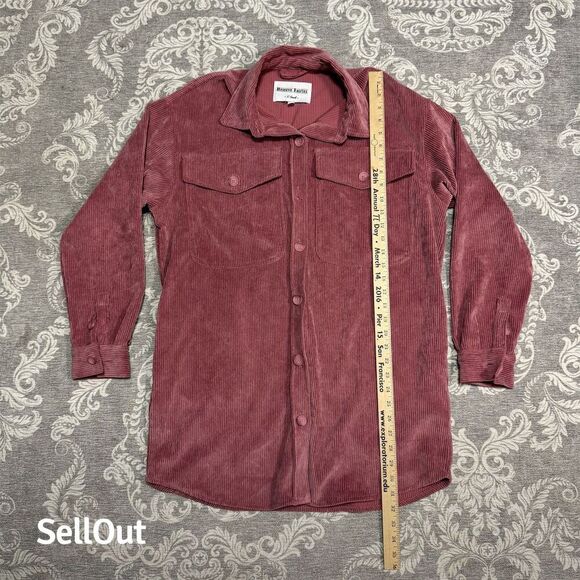 Women's Rose Corduroy Oversized Shirt Jacket Size XS Button-Down Casual Workwear - Picture 4 of 6